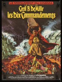 6e204 TEN COMMANDMENTS French15x21 R70s Cecil B. DeMille classic starring Charlton Heston & Brynner!