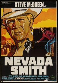 6e083 NEVADA SMITH Italian 1sh R70s cool completely different art of Steve McQueen by Casaro!
