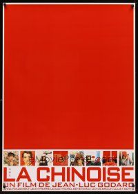 6e118 LA CHINOISE Japanese 29x41 R90s Jean-Luc Godard, Juliet Berto, cool red design!