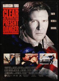 6e058 CLEAR & PRESENT DANGER Pakistani '94 great portrait of Harrison Ford and American flag!