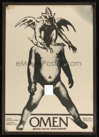 6e754 OMEN Polish 27x38 '77 wild art of naked infant with Satan head by A. Klimowski!