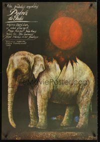 6e759 PASSAGE TO INDIA Polish 27x38 '86 David Lean, different elephant art by Wiktor Sadowski!