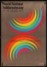 6e763 PLOCKI FESTIWAL FOLKLORYSTYCZNY Polish 27x38 '73 Leszek Holdanowicz art of rainbows!