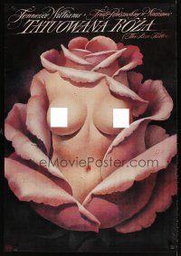 6e771 ROSE TATTOO stage play Polish 27x38 '98 Wieslaw Walkuski art of nude woman in rose!