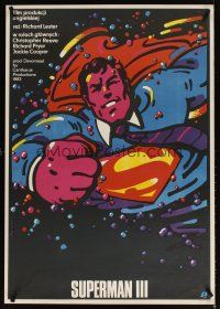 6e780 SUPERMAN III Polish 27x38 '85 best different art of Christopher Reeve by Swierzy!