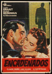 6e044 NOTORIOUS Spanish R67 close up art of Cary Grant & Ingrid Bergman, Alfred Hitchcock classic!