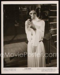 6f822 STAR WARS 2 8x10 stills '77 great images of Carrie Fisher & Chewbacca, both with guns!