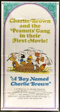 6h523 BOY NAMED CHARLIE BROWN 3sh '70 baseball art of Snoopy & the Peanuts by Charles M. Schulz!