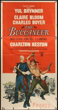 6h532 BUCCANEER 3sh '58 Yul Brynner, Charlton Heston, directed by Anthony Quinn!