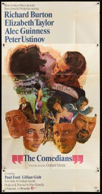 6h550 COMEDIANS 3sh '67 art of Richard Burton, Elizabeth Taylor, Alec Guinness & Peter Ustinov!