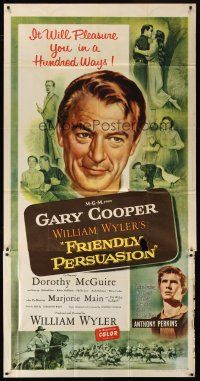 6h587 FRIENDLY PERSUASION int'l 3sh '56 Gary Cooper in a movie that will pleasure you in a 100 ways!