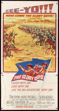 6h597 GLORY GUYS 3sh '65 Sam Peckinpah, riding hell-bent for the big brawl, epic battle art!