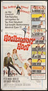 6h625 HOOTENANNY HOOT 3sh '63 Johnny Cash and a ton of top country music stars!