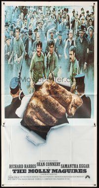 6h721 MOLLY MAGUIRES int'l 3sh '70 cool image of coal miner fist punching through poster!
