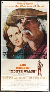 6h722 MONTE WALSH int'l 3sh '70 super close up of cowboy Lee Marvin & pretty Jeanne Moreau!