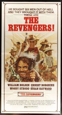6h801 REVENGERS 3sh '72 Tom Jung art of cowboys William Holden, Ernest Borgnine & Woody Strode!