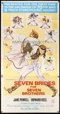 6h835 SEVEN BRIDES FOR SEVEN BROTHERS 3sh R68 art of Jane Powell & Howard Keel, classic musical!