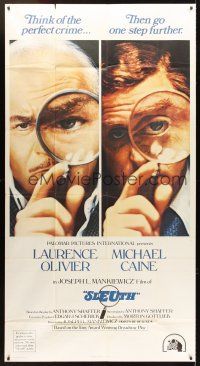 6h848 SLEUTH int'l 3sh '72 Laurence Olivier & Michael Caine, cool magnifying glass image!