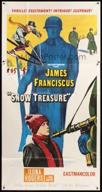 6h852 SNOW TREASURE int'l 3sh '68 James Franciscus, gold smuggling gutsy Norwegian kids!