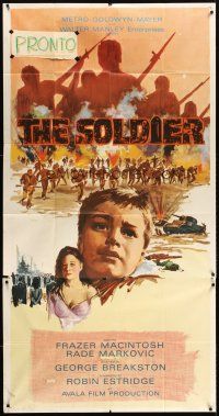 6h853 SOLDIER 3sh '66 George Breakston Yugoslavian military war movie, cool art!
