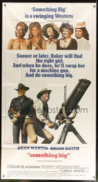 6h854 SOMETHING BIG 3sh '71 cool image of Dean Martin w/giant gatling gun + sexy girls!