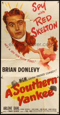6h860 SOUTHERN YANKEE 3sh '48 different art of sexy Arlene Dahl pulling on Red Skelton's beard!