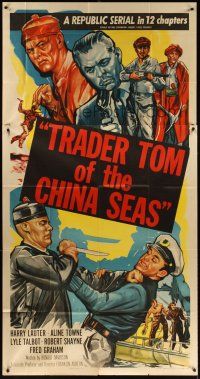 6h896 TRADER TOM OF THE CHINA SEAS 3sh '54 Republic serial, cool montage of cast members fighting!