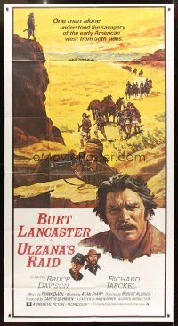 6h904 ULZANA'S RAID int'l 3sh '72 artwork of Burt Lancaster by Don Stivers, Robert Aldrich