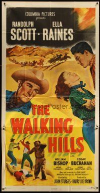 6h919 WALKING HILLS 3sh '49 Randolph Scott, Ella Raines, directed by John Sturges!