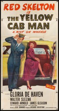 6h949 YELLOW CAB MAN 3sh '50 art of Red Skelton helping sexy Gloria DeHaven into taxi!