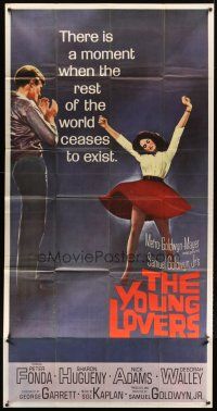 6h952 YOUNG LOVERS 3sh '64 great full-length image of Peter Fonda watching sexy Sharon Hugueny!