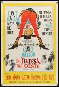 6h138 CAT BALLOU Argentinean '65 classic sexy cowgirl Jane Fonda, Lee Marvin, great artwork!