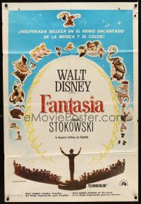 6h165 FANTASIA Argentinean R70s image of Mickey Mouse & others, Disney musical cartoon classic!