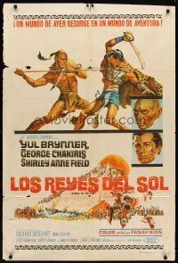 6h201 KINGS OF THE SUN Argentinean '64 art of Yul Brynner with spear fighting George Chakiris!