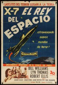 6h249 SPACE MASTER X-7 Argentinean '58 satellite terror strikes the Earth, art of rocket ship!