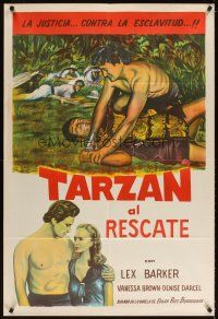 6h253 TARZAN & THE SLAVE GIRL Argentinean R1960 different art of Lex Barker pinning man to ground!