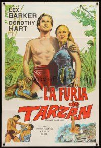 6h256 TARZAN'S SAVAGE FURY Argentinean '52 art of Lex Barker & Dorothy Hart, Edgar Rice Burroughs