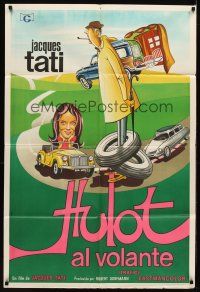 6h266 TRAFFIC Argentinean '71 great wacky art of Jacques Tati as Mr. Hulot!