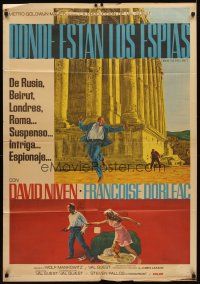 6h277 WHERE THE SPIES ARE Argentinean '65 art of English secret agent David Niven!
