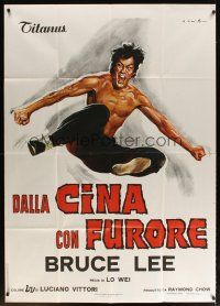 6h317 CHINESE CONNECTION Italian 1p R1970s Lo Wei's Jing Wu Men, kung fu Bruce Lee, art by Ciriello!