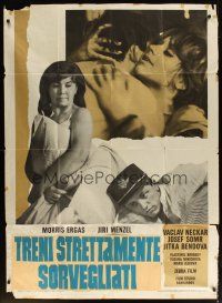 6h319 CLOSELY WATCHED TRAINS Italian 1p '67 classic Czech coming-of-age comedy, different image!