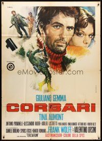 6h324 CORBARI Italian 1p '70 art of Giuliano Gemma as Silvio & Tina Aumont by Renato Casaro!