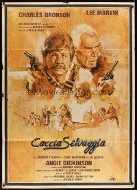 6h329 DEATH HUNT Italian 1p '81 artwork of Charles Bronson & Lee Marvin with guns by John Solie!