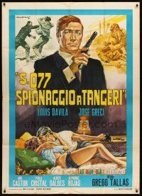 6h337 ESPIONAGE IN TANGIER Italian 1p '65 cool spy artwork by Rodolfo Gasparri!