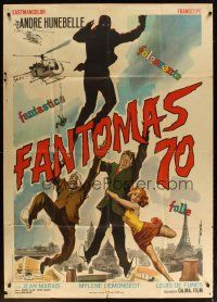 6h341 FANTOMAS Italian 1p '64 Jean Marais, Louis De Funes, Mylene Demongeot, art of master thief!