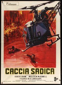 6h342 FIGURES IN A LANDSCAPE Italian 1p '70 Joseph Losey, cool different helicopter artwork!