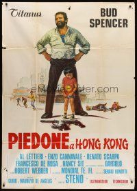 6h346 FLATFOOT IN HONG KONG Italian 1p '75 Steno, wacky art of Bud Spencer & kid peeing on guns!