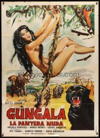 6h362 GUNGALA THE BLACK PANTHER GIRL Italian 1p '68 Morini art of sexy naked jungle babe on vine!