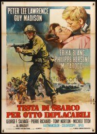 6h364 HELL IN NORMANDY Italian 1p '68 Guy Madison, cool World War II art by Ezio Tarantelli!