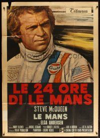 6h388 LE MANS Italian 1p '71 cool different close up art of race car driver Steve McQueen!